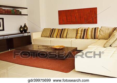 Stock Photo - Interiors of a living room. Fotosearch