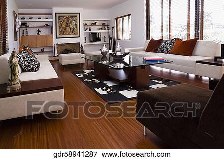 Interiors of a living room View Large Photo Image Stock Photo - Interiors of a living room. Fotosearch