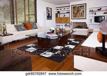 Interiors of a living room View Large Photo Image Stock Photo - Interiors of a living room. Fotosearch