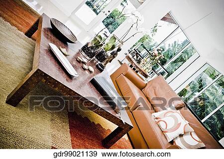 Stock Photo - Interiors of a living room. Fotosearch