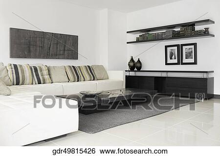 Interiors of a living room View Large Photo Image Stock Photograph - Interiors of a living room. Fotosearch