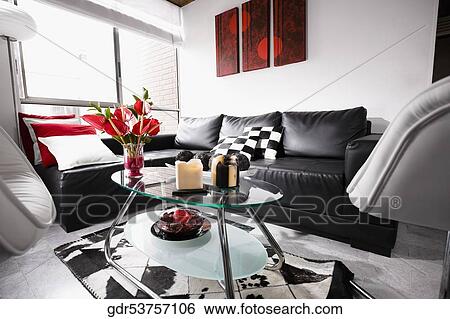 Stock Photograph - Interiors of a living room. Fotosearch