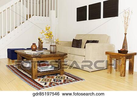 Stock Photograph - Interiors of a living room. Fotosearch