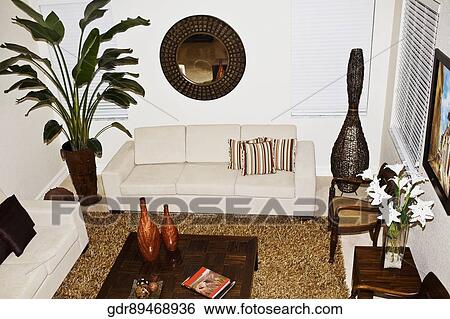 Interiors of a living room View Large Photo Image Stock Photograph - Interiors of a living room. Fotosearch