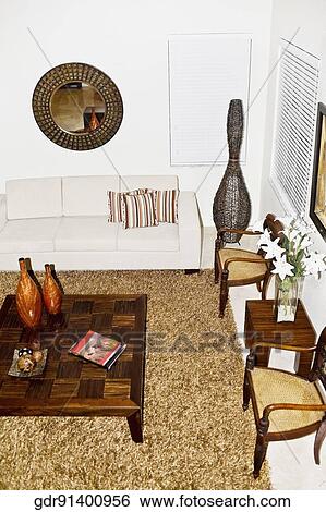 Stock Photograph - Interiors of a living room. Fotosearch