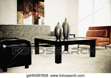 Interiors of a living room View Large Photo Image Stock Photograph - Interiors of a living room. Fotosearch