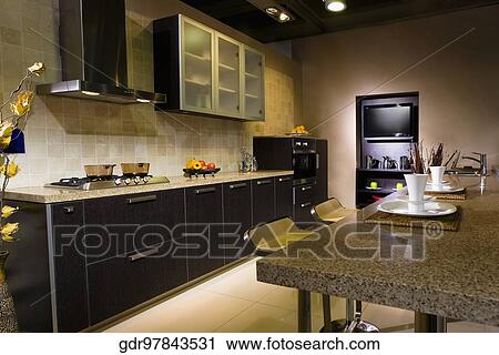Interiors of the kitchen View Large Photo Image Stock Image - Interiors of the kitchen. Fotosearch