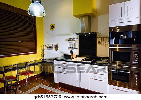 Interiors of the kitchen View Large Photo Image Stock Photograph - Interiors of the kitchen. Fotosearch