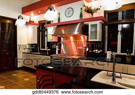 Interiors of the kitchen View Large Photo Image Stock Photograph - Interiors of the kitchen. Fotosearch