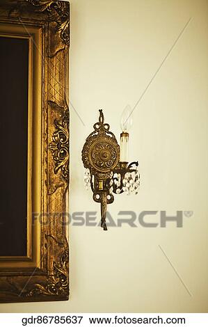 Lamp on the wall View Large Photo Image Stock Photo - Lamp on the wall. Fotosearch
