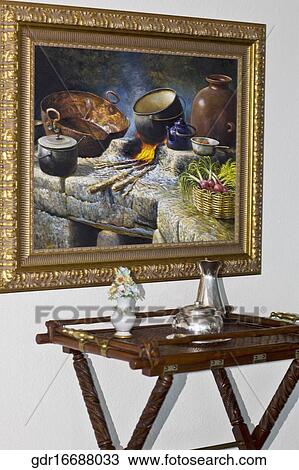Paintings mounted on a wall View Large Photo Image Stock Image - Paintings mounted on a wall. Fotosearch
