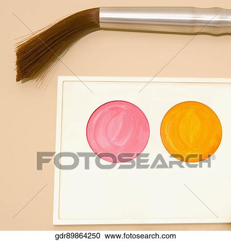 Palette of watercolor paints with a paintbrush mounted on a wall View Large Photo Image Stock Image - Palette of watercolor paints with a paintbrush mounted on a wall. Fotosearch