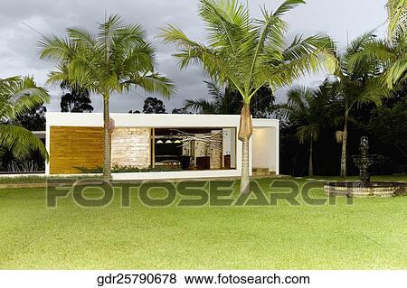 Palm trees around a house View Large Photo Image Stock Photo - Palm trees around a house. Fotosearch