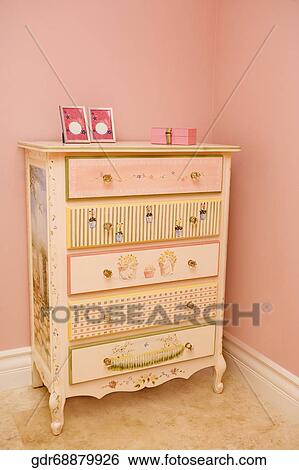 Stock Photograph - Picture frames with a box on a sideboard. Fotosearch