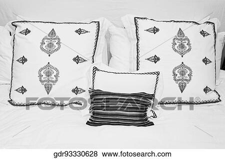 Pillows on the bed View Large Photo Image Stock Photo - Pillows on the bed. Fotosearch