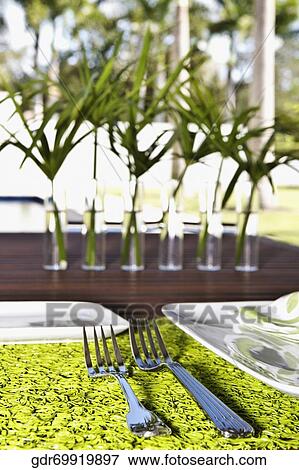 Place setting on a dining table View Large Photo Image Stock Photo - Place setting on a dining table. Fotosearch