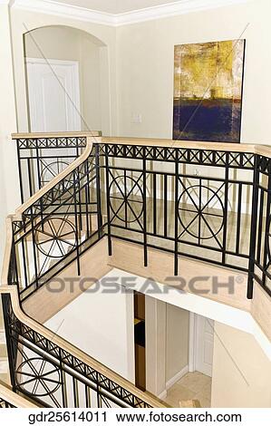 Railing in a house View Large Photo Image Stock Image - Railing in a house. Fotosearch