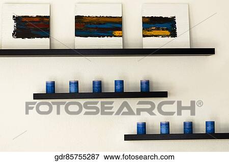 Showpieces on shelves View Large Photo Image Stock Photo - Showpieces on shelves. Fotosearch