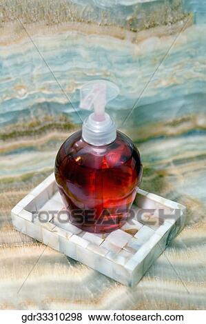Soap dispenser in the bathroom View Large Photo Image Stock Photo - Soap dispenser in the bathroom. Fotosearch