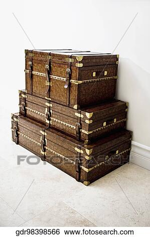 Stack of three chest boxes View Large Photo Image Stock Photograph - Stack of three chest boxes. Fotosearch
