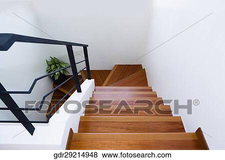 Staircase in a house View Large Photo Image Stock Photo - Staircase in a house. Fotosearch