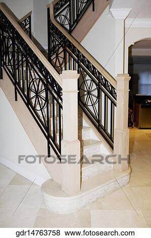 Staircase of a house View Large Photo Image Stock Photo - Staircase of a house. Fotosearch