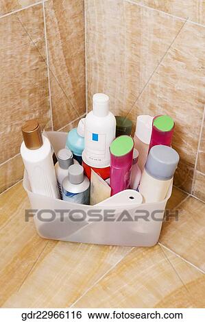 Toiletries in the bathroom View Large Photo Image Stock Photograph - Toiletries in the bathroom. Fotosearch