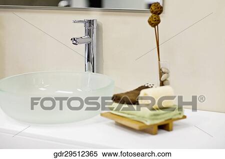 Towels near a wash bowl View Large Photo Image Stock Photography - Towels near a wash bowl. Fotosearch