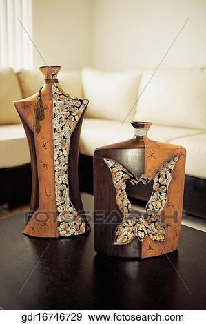 Vases on a table View Large Photo Image Stock Photo - Vases on a table. Fotosearch