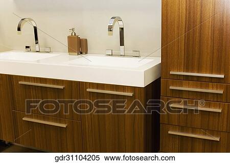 Wash basins in the bathroom View Large Photo Image Stock Photography - Wash basins in the bathroom. Fotosearch