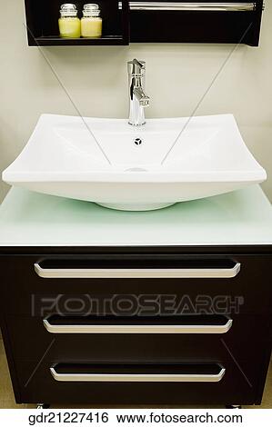 Washbasin in the bathroom View Large Photo Image Stock Photograph - Washbasin in the bathroom. Fotosearch