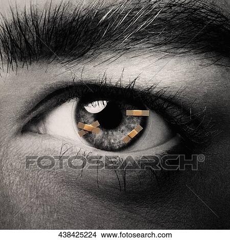Picture - Adhesive bandages on an eyeball. Fotosearch