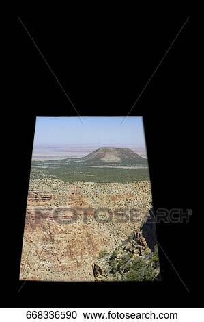 Stock Image - Aerial view of a landscape viewed through a window, Chicago, Illinois, USA. Fotosearch