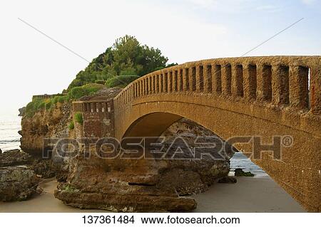 Arch bridge on the beach, Biarritz, France View Large Photo Image Picture - Arch bridge on the beach, Biarritz, France. Fotosearch
