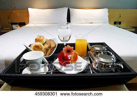 Breakfast tray on a table View Large Photo Image Stock Image - Breakfast tray on a table. Fotosearch