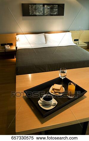 Breakfast tray on a table View Large Photo Image Stock Photography - Breakfast tray on a table. Fotosearch