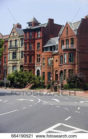 Buildings along the road in a city, Logan Circle, Washington DC, USA View Large Photo Image Stock Image - Buildings along the road in a city, Logan Circle, Washington DC, USA. Fotosearch
