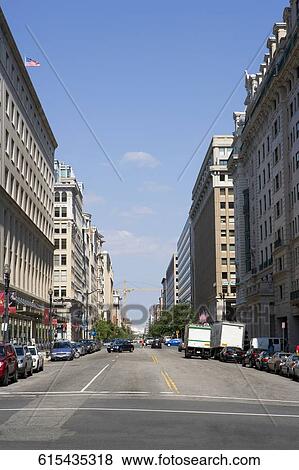 Buildings along the road in a city, Washington DC, USA View Large Photo Image Stock Photo - Buildings along the road in a city, Washington DC, USA. Fotosearch