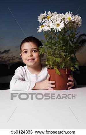 Close-up of a boy holding a flower pot View Large Photo Image Stock Image - Close-up of a boy holding a flower pot. Fotosearch