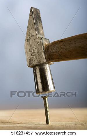 Close-up of a hammer hitting a nail View Large Photo Image Stock Photo - Close-up of a hammer hitting a nail. Fotosearch