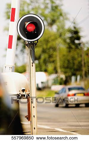 Close-up of a stop light at a railroad crossing, Loire Valley, France View Large Photo Image Stock Image - Close-up of a stop light at a railroad crossing, Loire Valley, France. Fotosearch