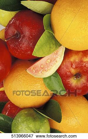 Close-up of assorted fruits View Large Photo Image Stock Photo - Close-up of assorted fruits. Fotosearch