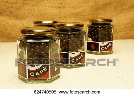 Close-up of coffee beans in jars View Large Photo Image Stock Photography - Close-up of coffee beans in jars. Fotosearch