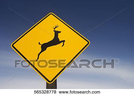 Stock Photo - Close-up of Deer Crossing sign. Fotosearch