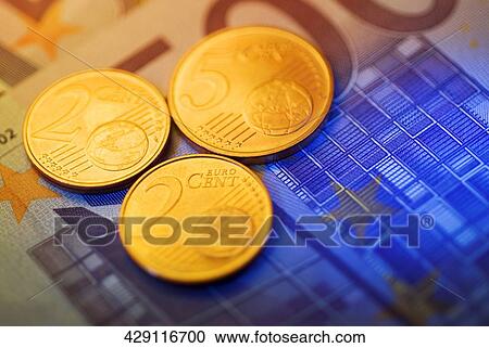 Close-up of European union coins with a five hundred euro banknote View Large Photo Image Stock Image - Close-up of European union coins with a five hundred euro banknote. Fotosearch