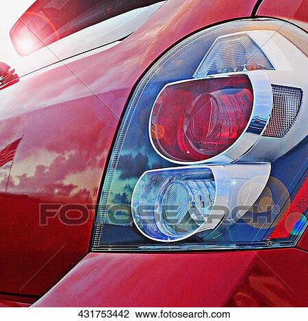 Stock Image - Close-up of the tail light of a car. Fotosearch