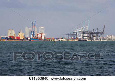 Cranes at a commercial dock, Port Of Miami-Dade, Biscayne Bay, Miami, Miami-Dade County, Florida, USA View Large Photo Image Stock Image - Cranes at a commercial dock, Port Of Miami-Dade, Biscayne Bay, Miami, Miami-Dade County, Florida, USA. Fotosearch