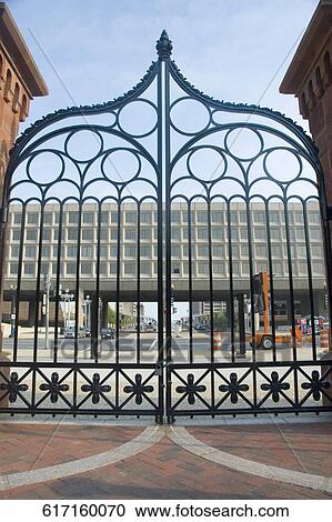 Stock Image - Entrance of a castle, Smithsonian Institution, The Mall, Washington DC, USA. Fotosearch