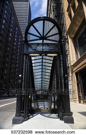 Entrance of a subway station, The Loop, Chicago, Illinois, USA View Large Photo Image Stock Photo - Entrance of a subway station, The Loop, Chicago, Illinois, USA. Fotosearch