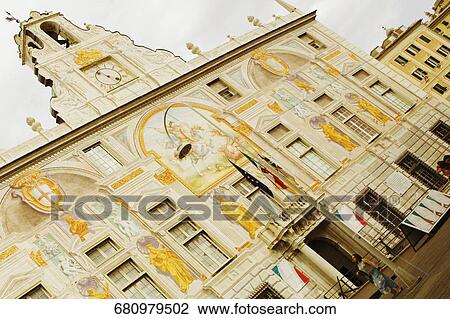 Facade of a palace, Palazzo San Giorgio, Genoa, Italy View Large Photo Image Stock Image - Facade of a palace, Palazzo San Giorgio, Genoa, Italy. Fotosearch
